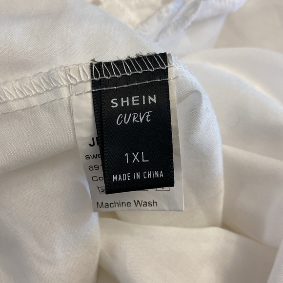 SHEIN plus woman’s off the shoulder foldover front schiffy white dress sz 1XL - Picture 9 of 16